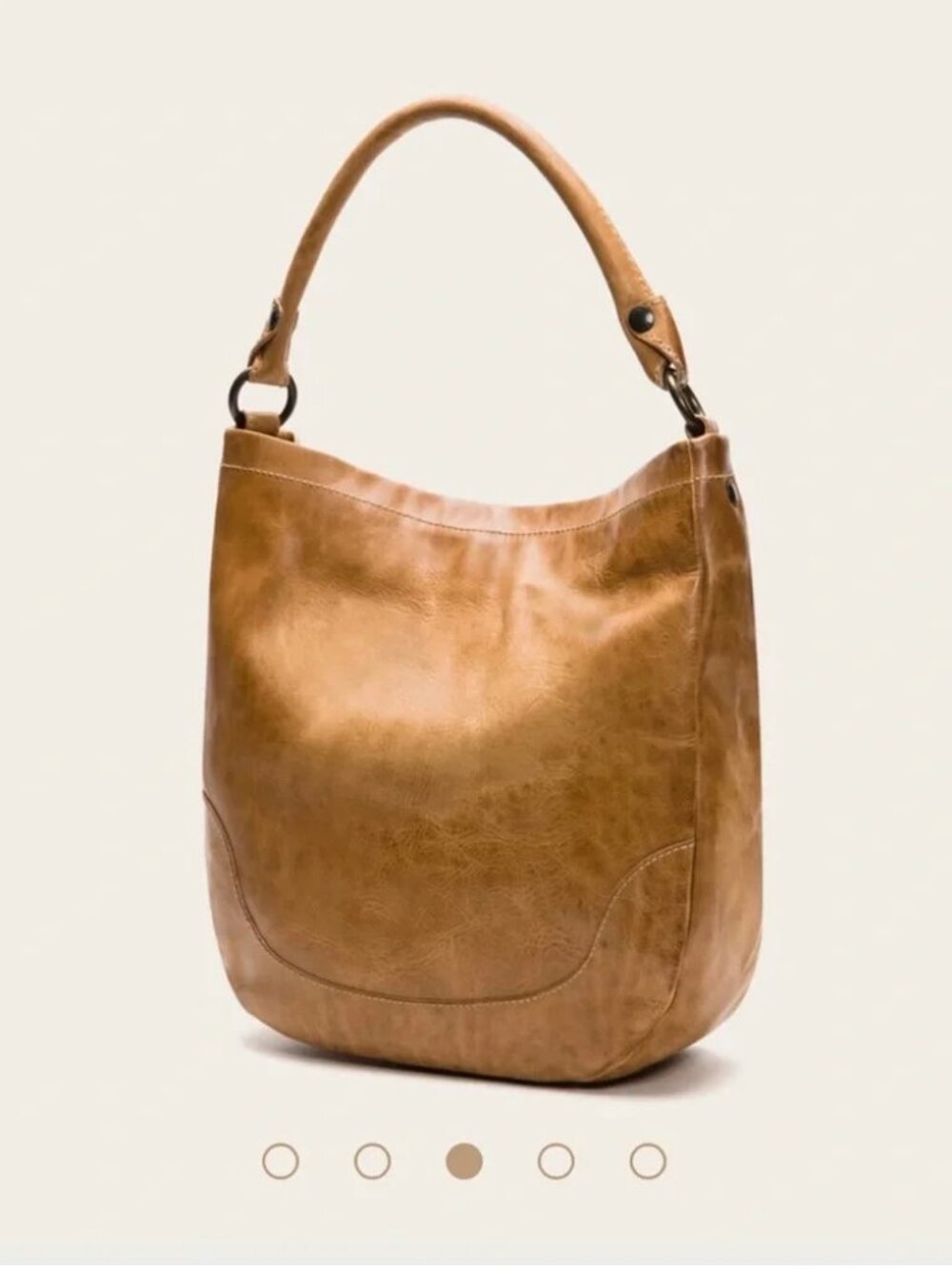 FryeMelissa Genuine Beige Leather Slouchy Hobo Shoulder Bag Org. $388 - Picture 2 of 9